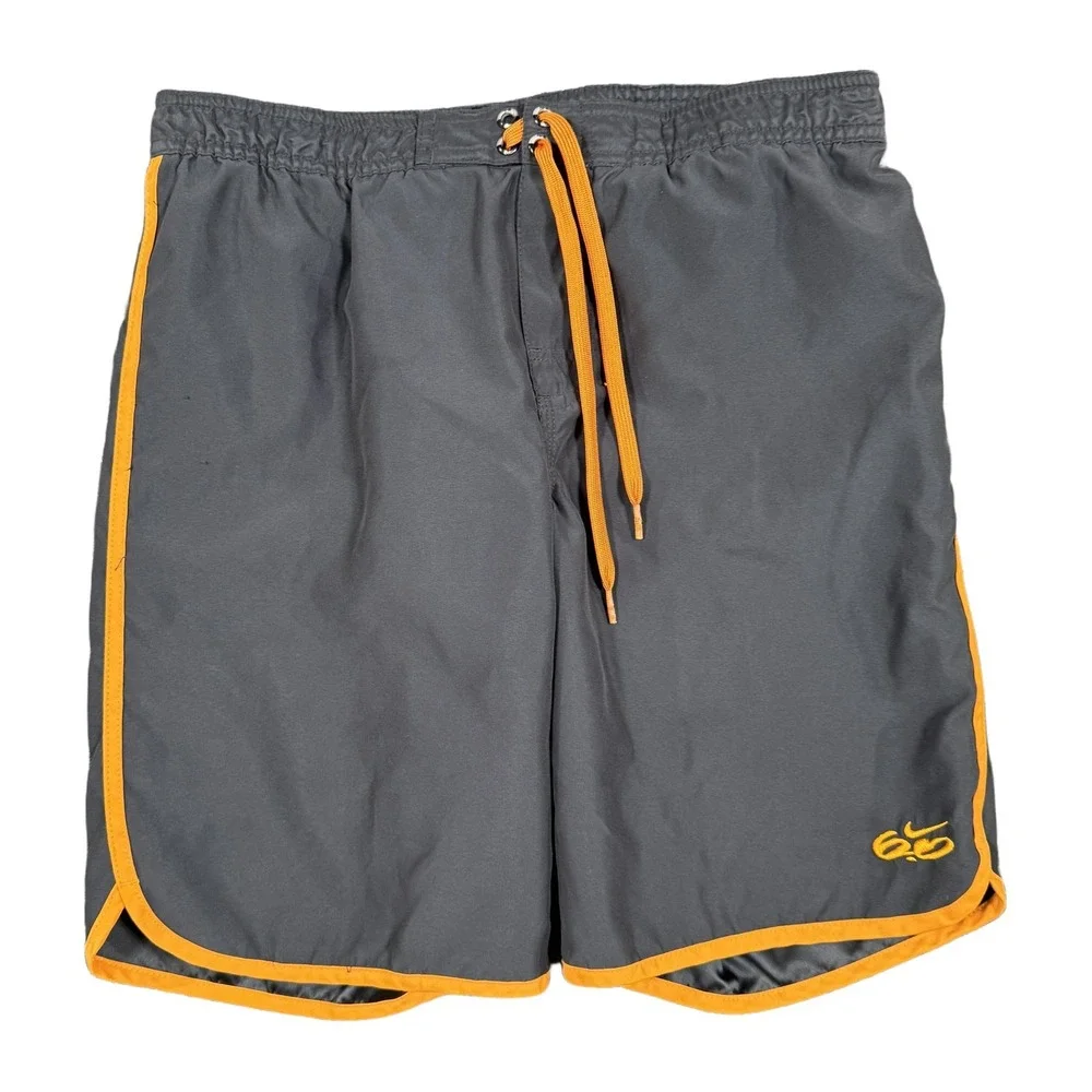 Nike 6.0 Boys Size 12 Board Shorts Gray Orange Athletic Swim Trunks 2632